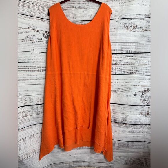 Soft surroundings Dress Womens Plus Sz 2X Beach gauze asymmetric celosia orange - Picture 2 of 14